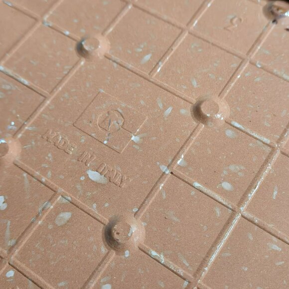 Vintage Italian Ceramic Wall Art Blue & Tan Daisy Tile in Wood Frame 9" Italy - Picture 5 of 8